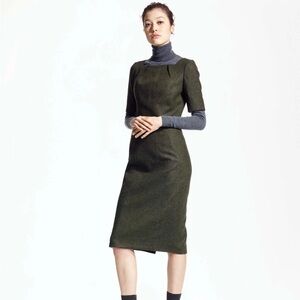 Brooks Brothers x Zac Posen Dark Olive Wool Blend Dress